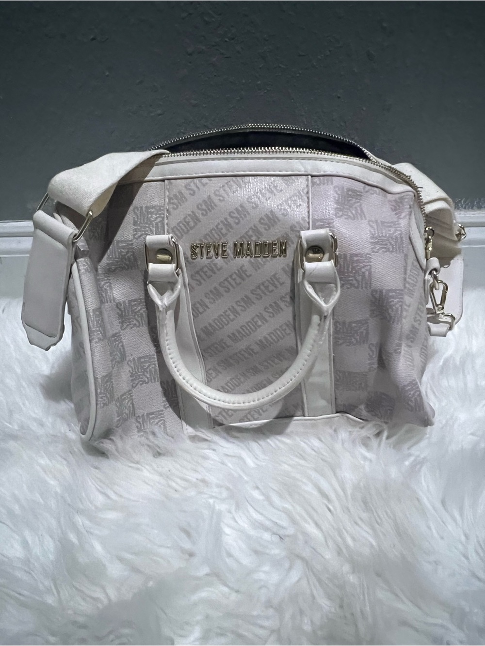 Steve Madden White Logo Satchel